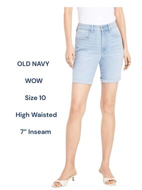 Old Navy WOW Jean High Waisted Shorts 7” Inseam Size 10 Light Wash